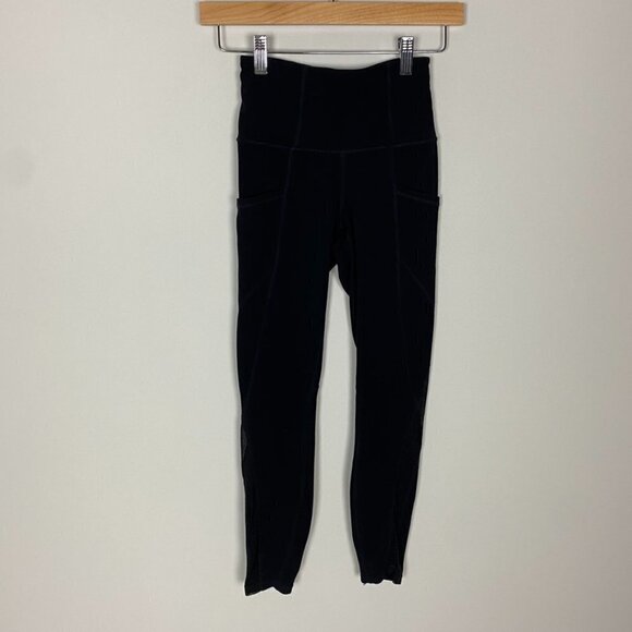 Athleta HI-RISE Intuition 7/8 Tight Leggings Mesh Womens XXS Black - Picture 3 of 13